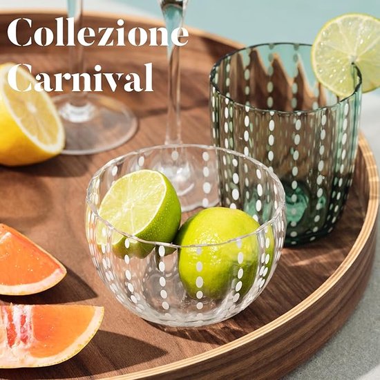 Livellara Carnival - bol en verre - transparent - Set de 6 - look unique - design élégant - adapté à toutes les occasions