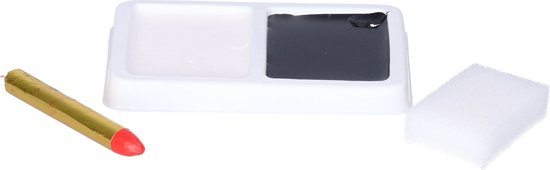 Schminkset horror zwart /wit met sponsje - Make up voor Halloween - Skeletten/vampiers/Dracula