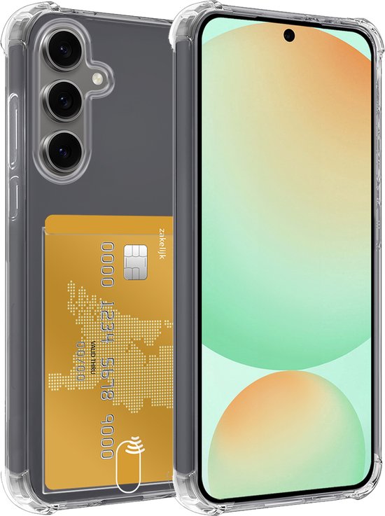 Coque transparente avec porte-cartes à l'arrière d'un téléphone.
