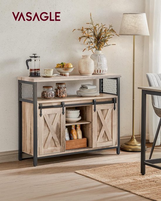 VASAGLE Sideboard, Küchenschrank, Aufbewahrungsschrank, mit Schiebetür