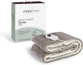 SleedMed Elektrische Knuffeldeken Taupe - Bovendeken - Warmtedeken - Fleece&Flanel - 180x130cm - 180min Timer