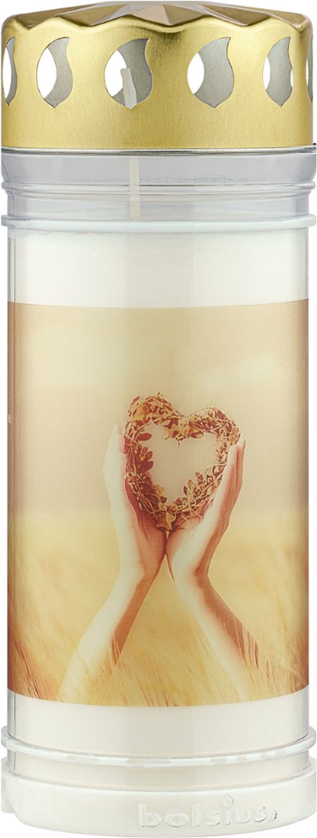 Bolsius Herdenkingslicht - Met deksel - Krans - 120 branduren Beige