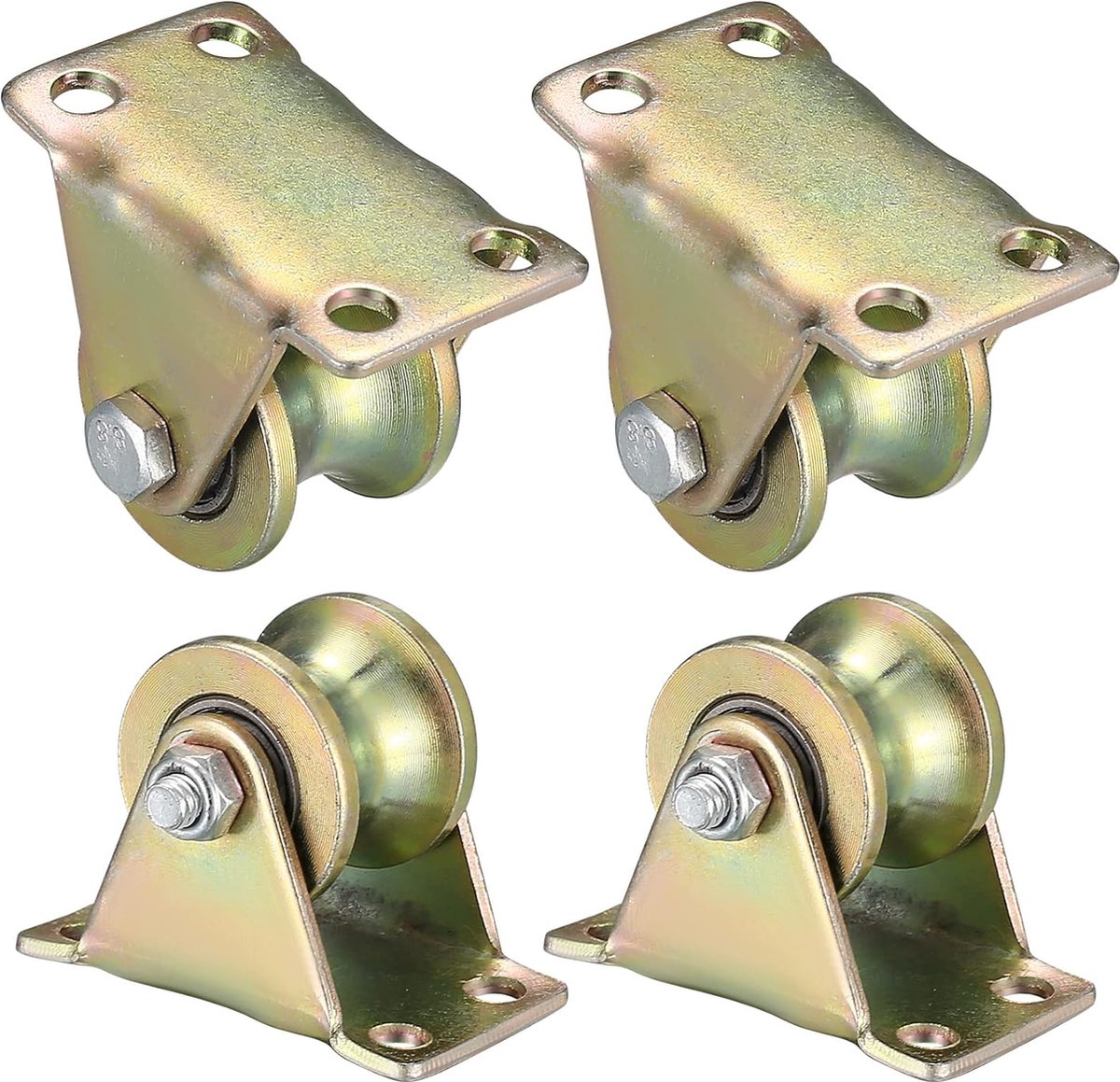 4 stuks - Katrol - hefwielen - V-groefwielen - 30mm - ijzer - Gegalvaniseerd - gegroefde kabelkatrollen voor touwrailschuifdeuren