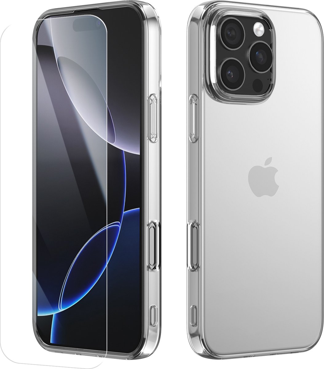 NUVEX Doorzichtig Hoesje Geschikt voor iPhone 16 Pro Max Transparant Telefoonhoesje - Anti-Shock Clear Case Cover met 1x Screenprotector