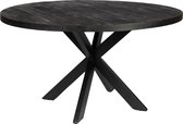 Bol.com Zita Home EL - Eettafel - 100cm rond - volledig zwart - massief hout metalen kruispoot aanbieding