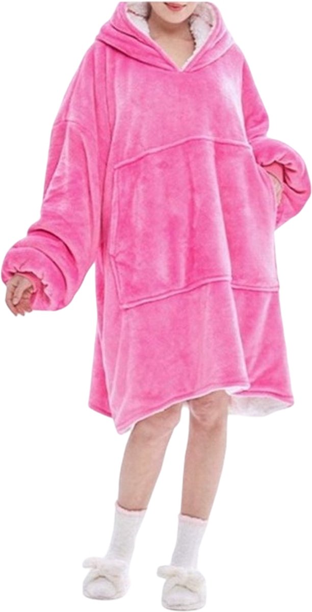 Cuddle Hoodie - Plaid met mouwen - Fleece plaid - Cadeau voor vrouw - Moederdag - Moederdag geschenk - moederdag cadeautje - Suggie - Hoodie deken - Roze - Huggle hoodie - lekker zacht en dikke stof - Roze