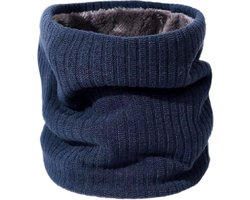 Warme Col Sjaal Blauw - Zachte Fluffy voering - Dikke Hals Warmers - Deels katoen| Seizoen Herfst winter| Cadeaus | Teddy voering.