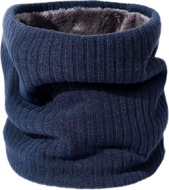 Warme Col Sjaal Blauw - Zachte Fluffy voering - Dikke Hals Warmers - Deels katoen| Seizoen Herfst winter| Cadeaus | Teddy voering.