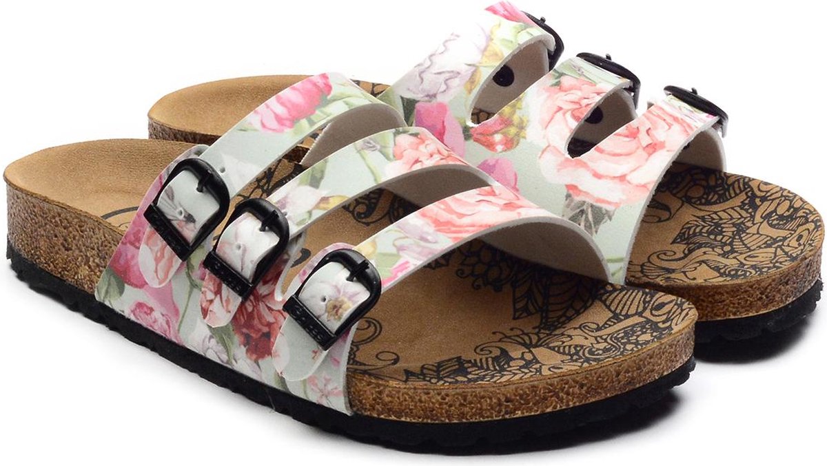 GOBY Pink Roses Slippers Sandalen Hoge kwaliteit Handmade