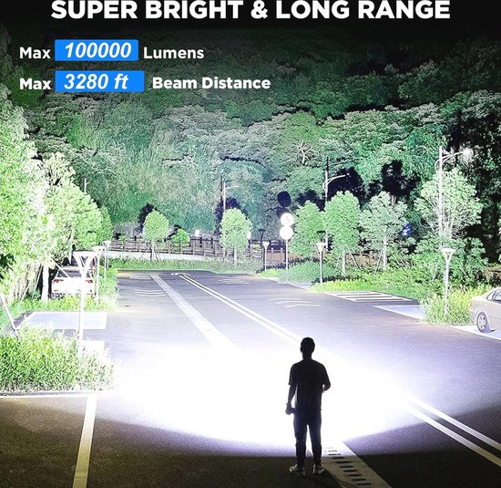 P70 LED zaklamp, super helder 30000-100000 lumen 3 modi hoge helderheid zaklamp, USB oplaadbare zaklamp, camping running zaklamp (50W XLM-P70, dubbele batterij), rood, (P70.2