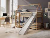 Bol.com Meubella - Stapelbed Puck - Eiken - 90x200 cm - Met glijbaan aanbieding