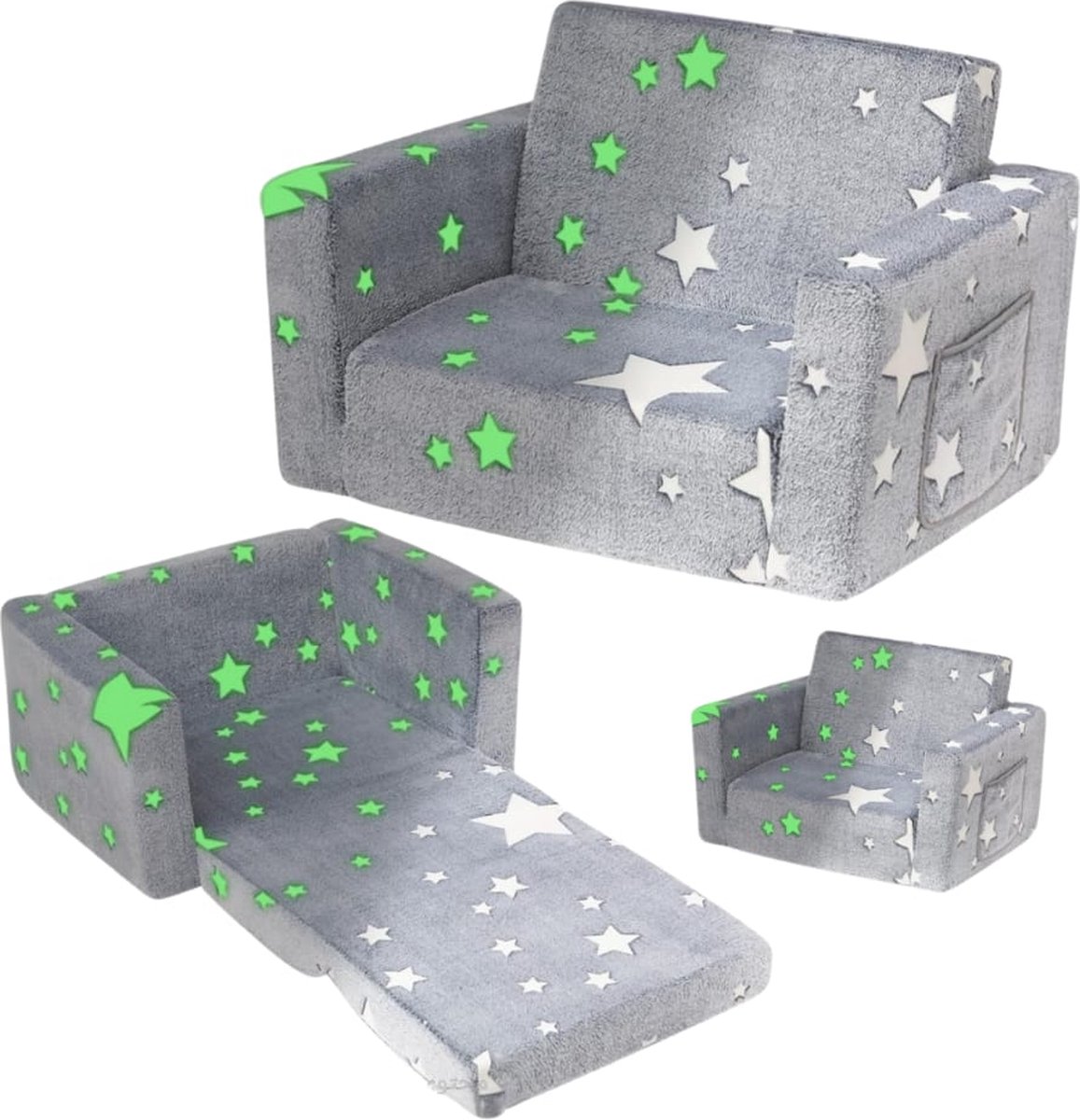 YOLO SHOP®-Kinderfauteuil-kinderzetel-2-in-1 uitklapbaar kinderbankje-voor de kinderkamer- met Sherpa-stof bekleding-cadeau voor kinderdag
