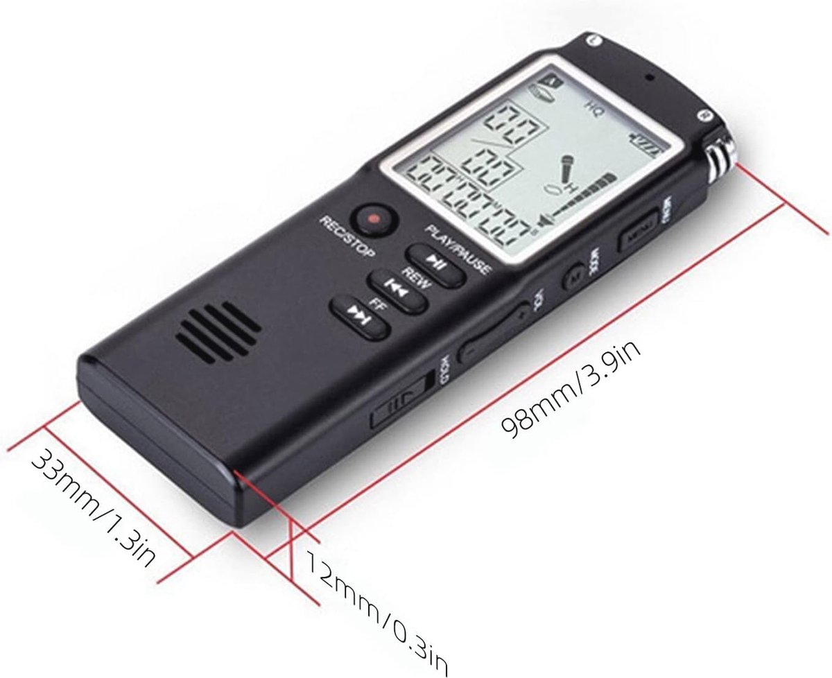Digitale Voicerecorder 16 GB met Spraaksturing en Ruisonderdrukking – HD-opname tot 13 uur
