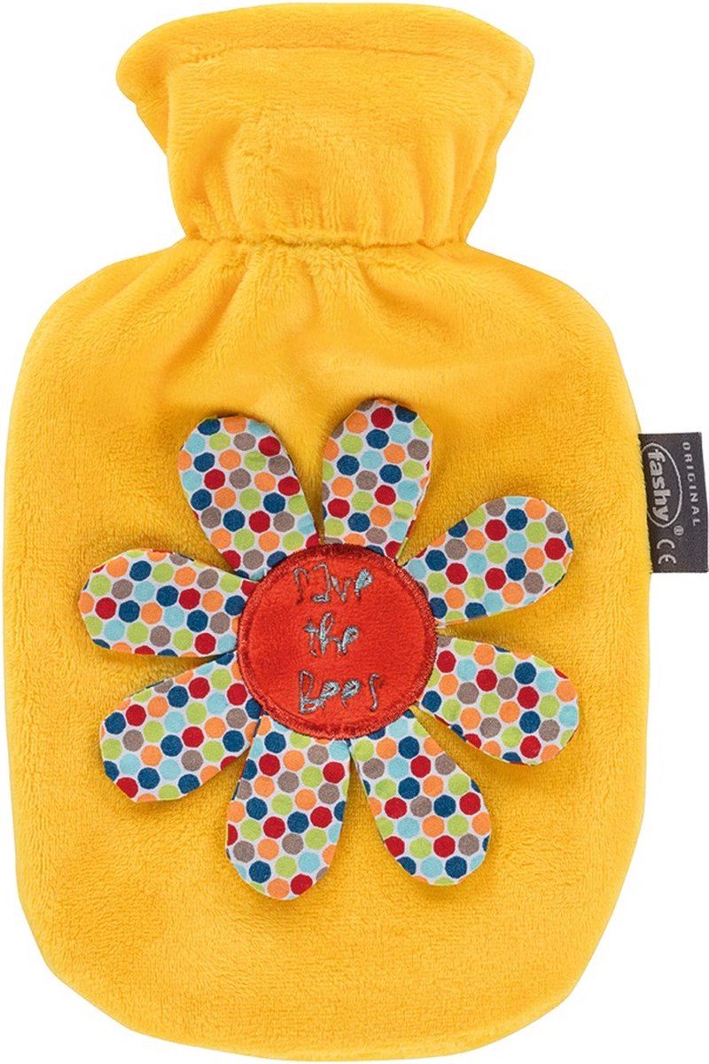 Goedkoopste Fashy - Kinderkruik - Warmtekruik - Geel met Bloem - 0,8 liter