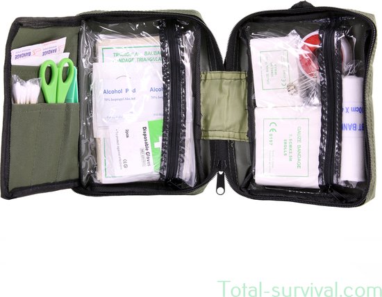 Mil-tec First Aid medic bag Molle 48-delig assortiment, olijfgroen