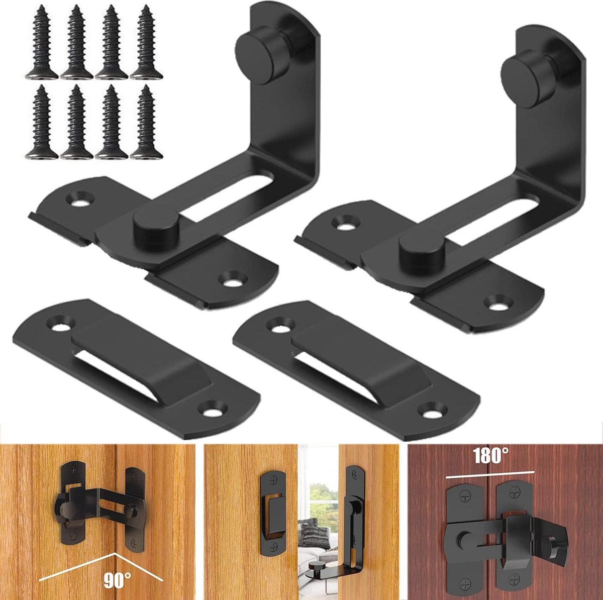 Goedkoopste Deurslot Bout RVS - 90 Graden Haakse Deurvergrendeling voor Schuifdeuren, Schuurdeuren, en Toiletdeuren