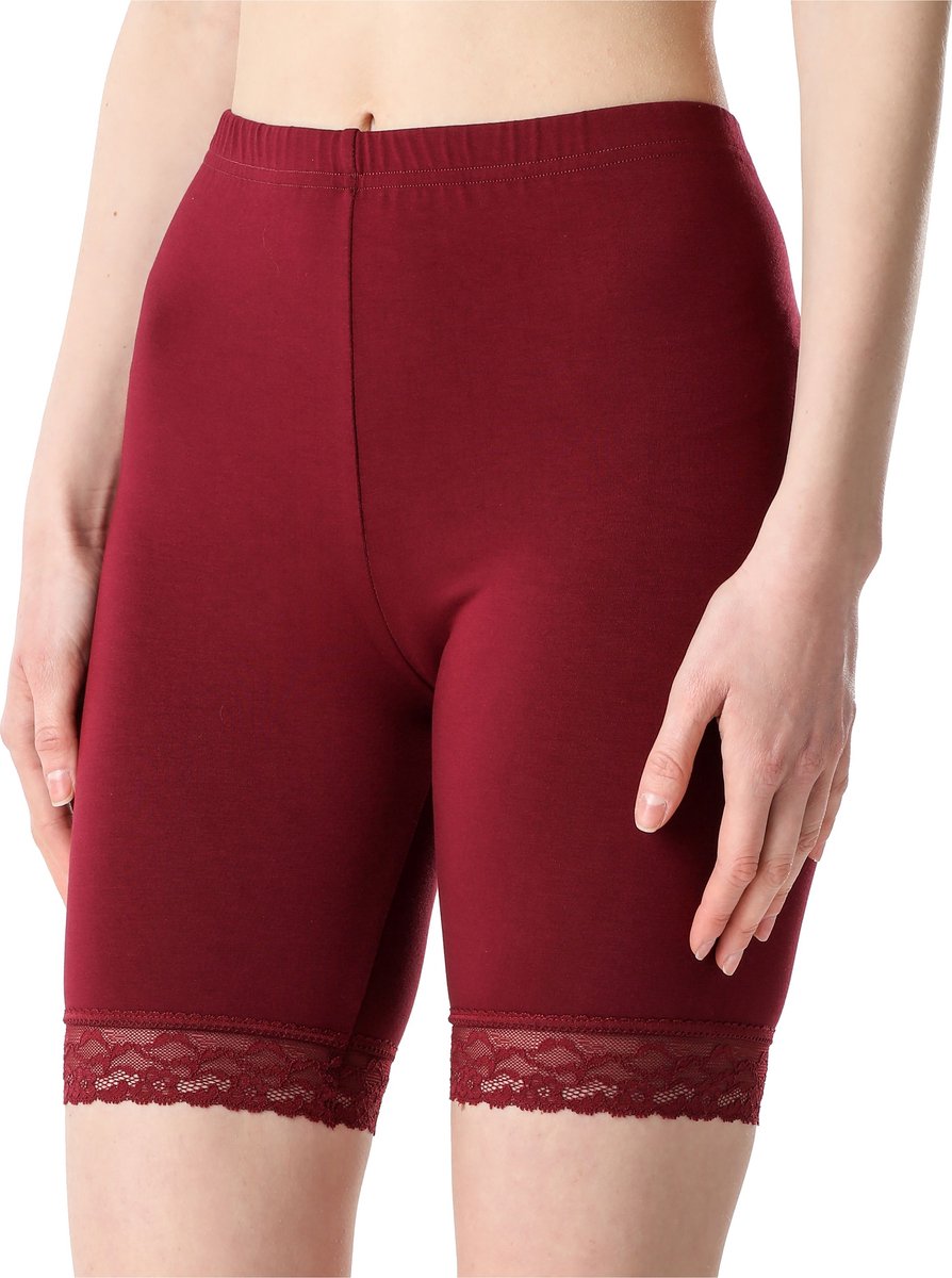 Bellivalini Dames Leggings - Vrijetijdsbroek - Korte - Katoen - BLV-BLV50-217-LE - Bordeaux - XL
