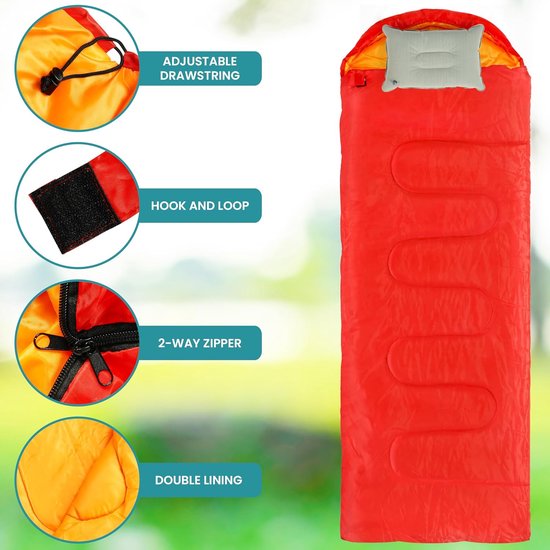 so Outdoor slaapzak, herbruikbare opvouwbare slaapzak lichte slaapzak voor koud weer waterdichte campingenvelop slaapzak oranje Camping Slaapzakken