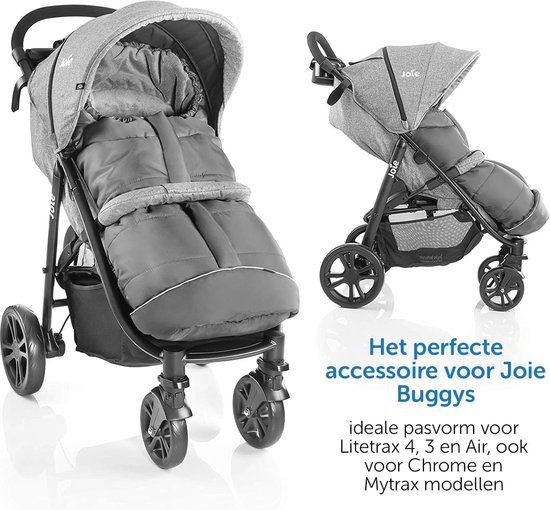 Zamboo Voetenzak voor Joie Buggy sportwagen (geschikt voor Litetrax, Mytrax, Chrome), wintervoetenzak voor kinderwagen, met reflector, capuchonfunctie en tas, grijs — afbeelding 4