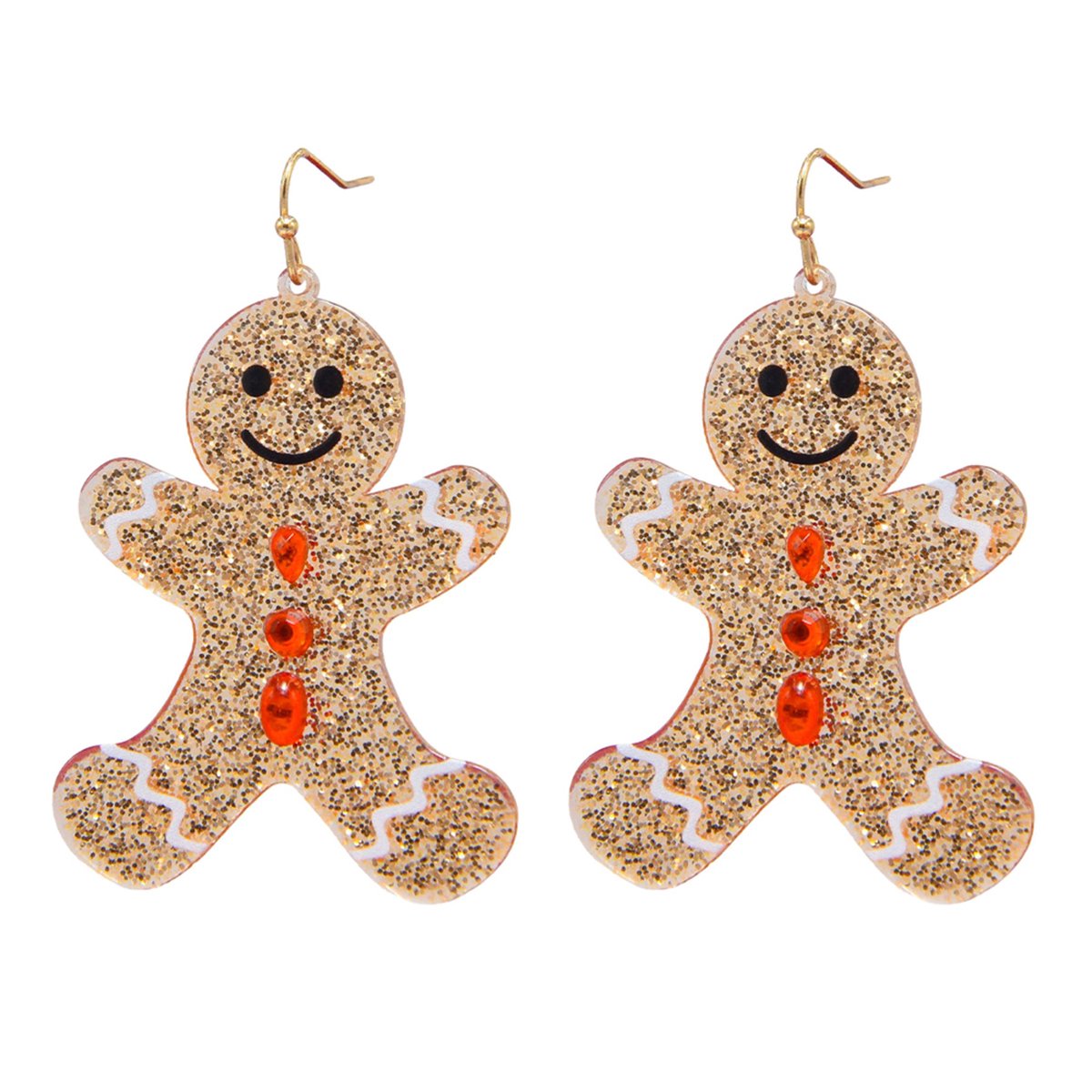 Marama - oorbellen Koekenmannetjes - kerst oorhangers - damesoorbellen - glinsterend - nikkelvrij - gemberpoppetjes