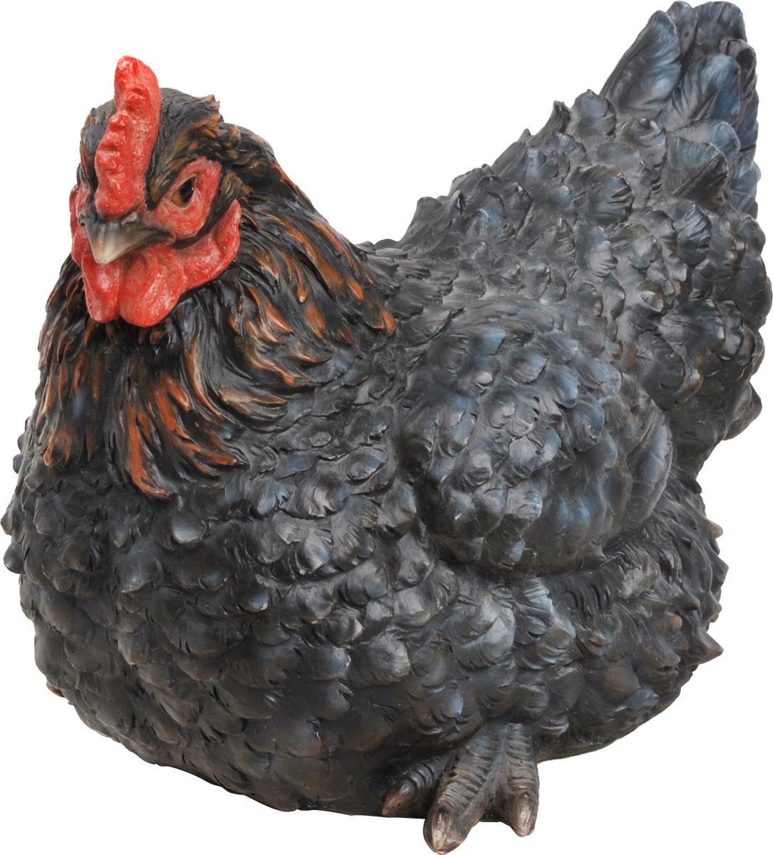Kip zittend 26x17x19cm zwart - Tuinbeeld - Dierenbeeld - HotAnt