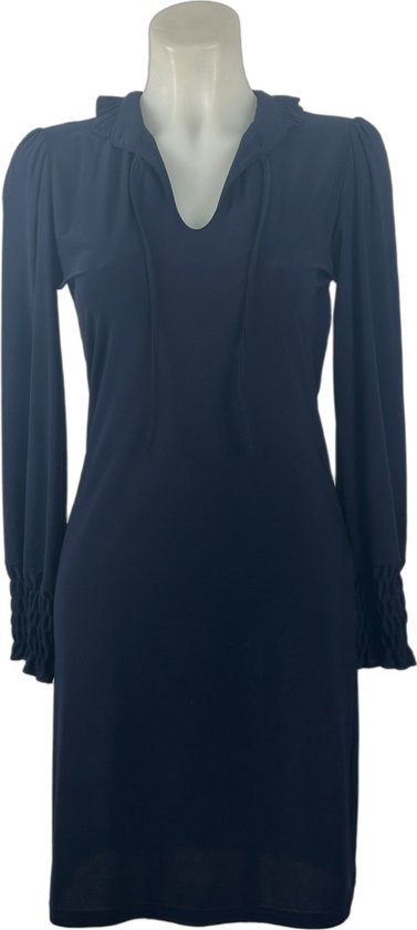 Klassieke damesjurk met lange mouwen - In 5 maten - Navy Blauw, Tijdloos en Elegant
