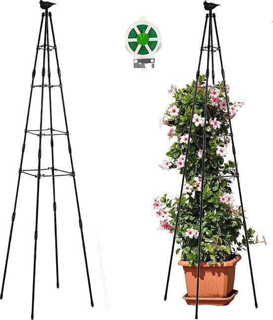 Relaxdays plantenklimrek, set van 3, uitschuifbare trellis, klimhulp, dennenhout, 180 x 60 cm, voor tuin, terras, bruin