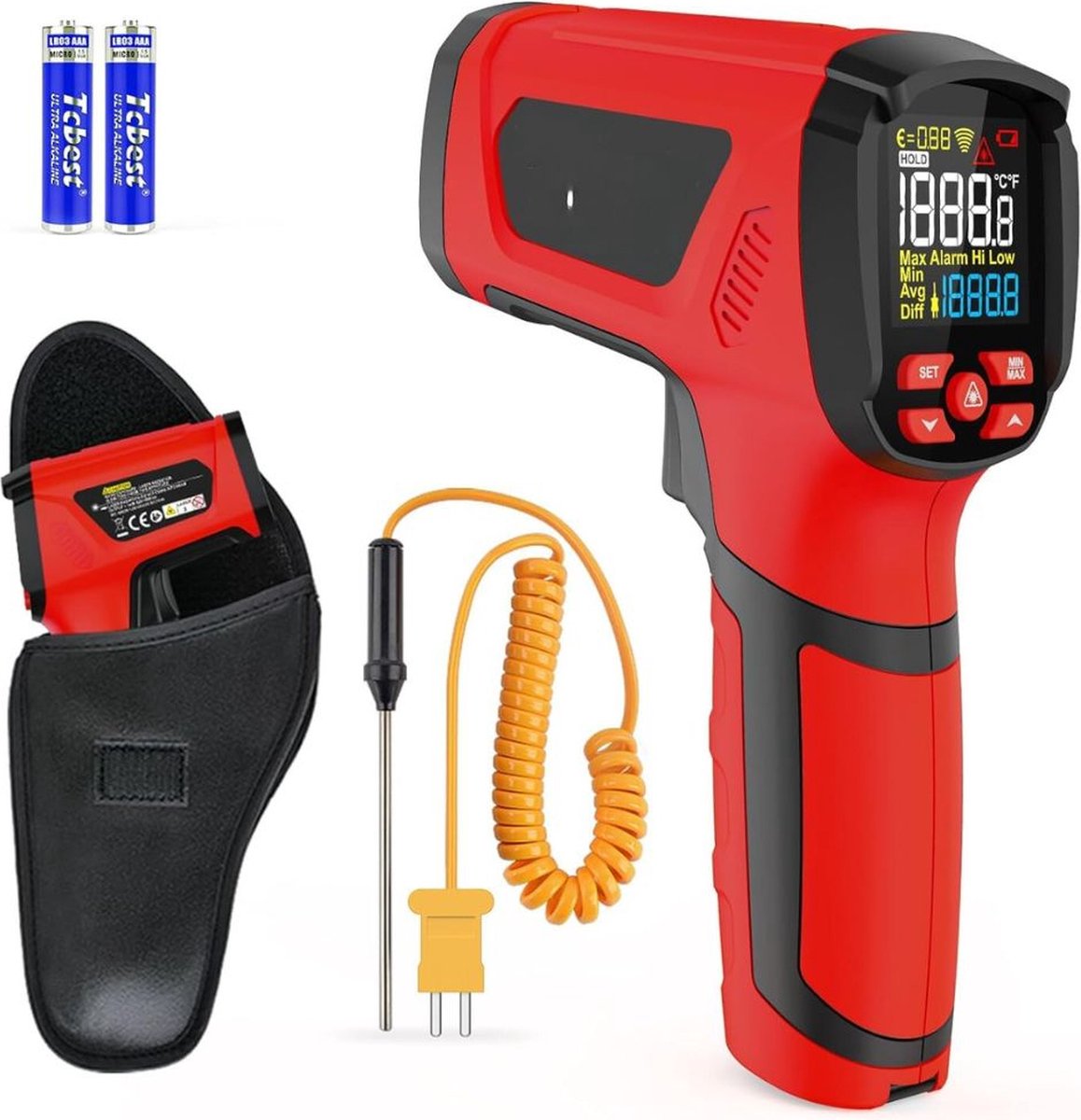 Warmtebeeldcamera - Warmtecamera 2000 Pixels - Infrarood Thermometer met Temperatuur Detector - Warmtebeeld Camera met SD kaart - Zwart met Rood