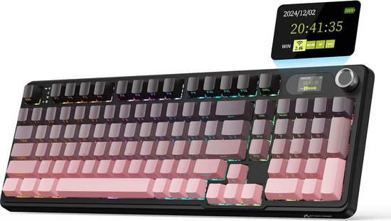 ATTACK SHARK X98PRO - Draadloze Mechanisch Gaming Toetsenbord - Side Printed PBT Keycaps - TFT Scherm - Multifunctionele Draaiknop - Wired/2.4G/Bluetooth Tri-Mode - Gasket Mod - 98keys - Blackberry