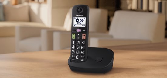 Panasonic KX-TGU-112EXB, Senioren DECT huistelefoon, grote toetsen, 2 handsets, zonder antwoordapparaat, zwart foto 5
