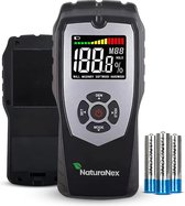 NaturaNex Professionele Vochtmeter incl. Batterijen - Vochtigheidsmeter Voor Hout / Bouwmateriaal / Wanden - Vochtmeter Muren - Houtvochtmeter - Brandhout