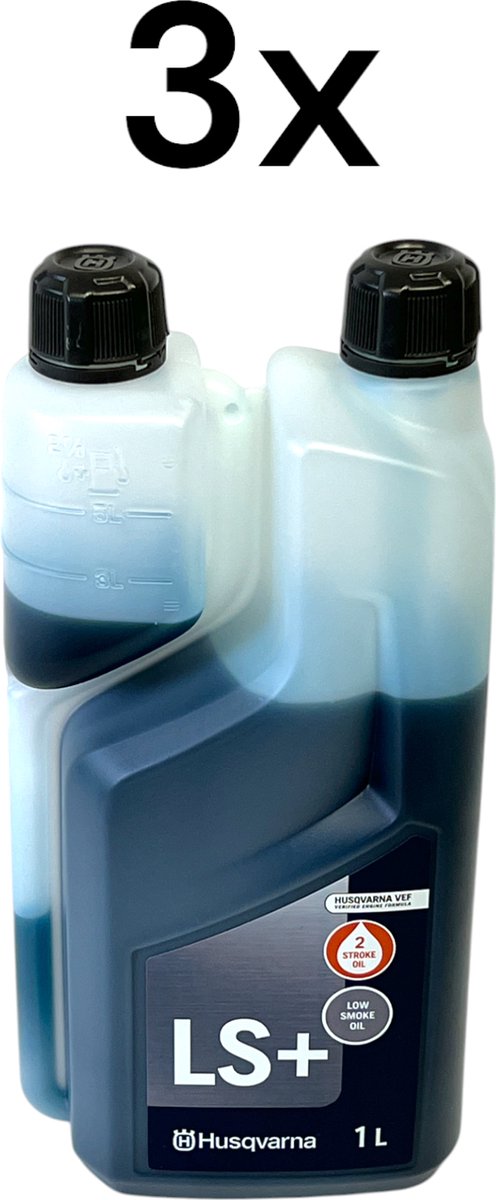 Husqvarna 3x LS+ tweetaktolie 1 liter ( 3x 578037002 ) - 2-taktolie - Low Smoke Oil