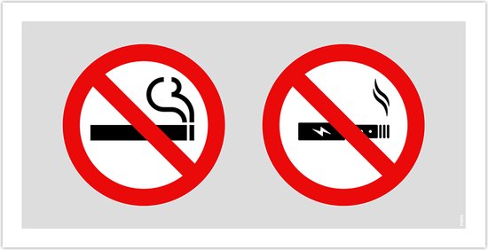 Icne/Signe | Non fumeur / E-cigarette interdite | 30 x 15 cm | Cigarette  lectronique... | bol