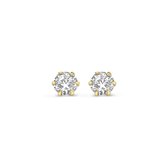 New Bling 9NBG-0197 Gouden Oorknopjes - Dames - Zirkonia - 3 mm - solitair - 6 Poot Chaton zetting - 14 Karaat - Goud