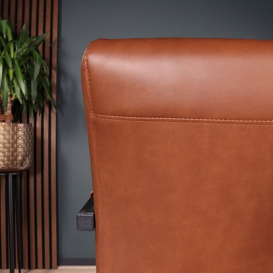 SET OFF: Chaise de salle à manger 4 pièces avec accoudoirs cognac Chaise de salle à manger design industriel Noor