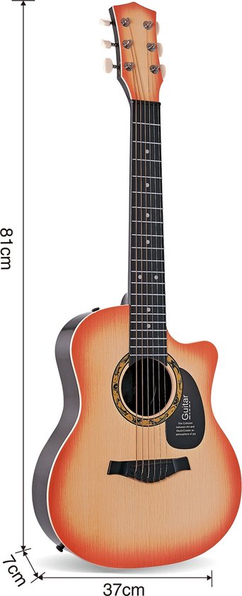 WK Kids -32 inch Gitaar met een extra set gitaarsnaren & Tuner -81*34*9cm-Kinderen hebben het plezier om te spelen - Kinder Gitaar-Kinder Muziekinstrument-Geel