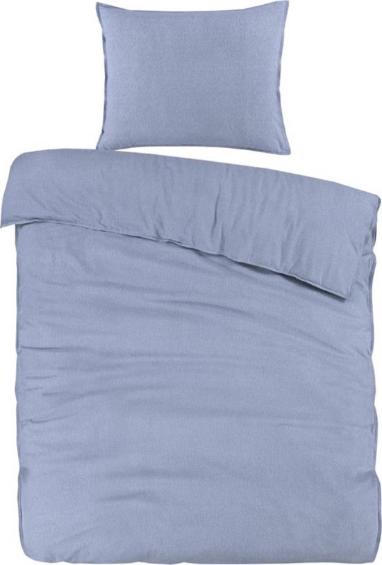 Dream textile Housse de couette Flanelle Blauw - Simple 140x200/220 cm - Super Doux