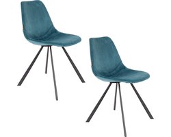 Dutchbone Franky Stoel Blauw - Set van 2