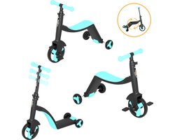 HoneyBump Swifty - 3in1 Kinderstep, Loopfiets, Driewieler - Step In 3 hoogtes verstelbaar - Veilig en stabiel steppen - Uniek design - 2-6 jaar - Blauw