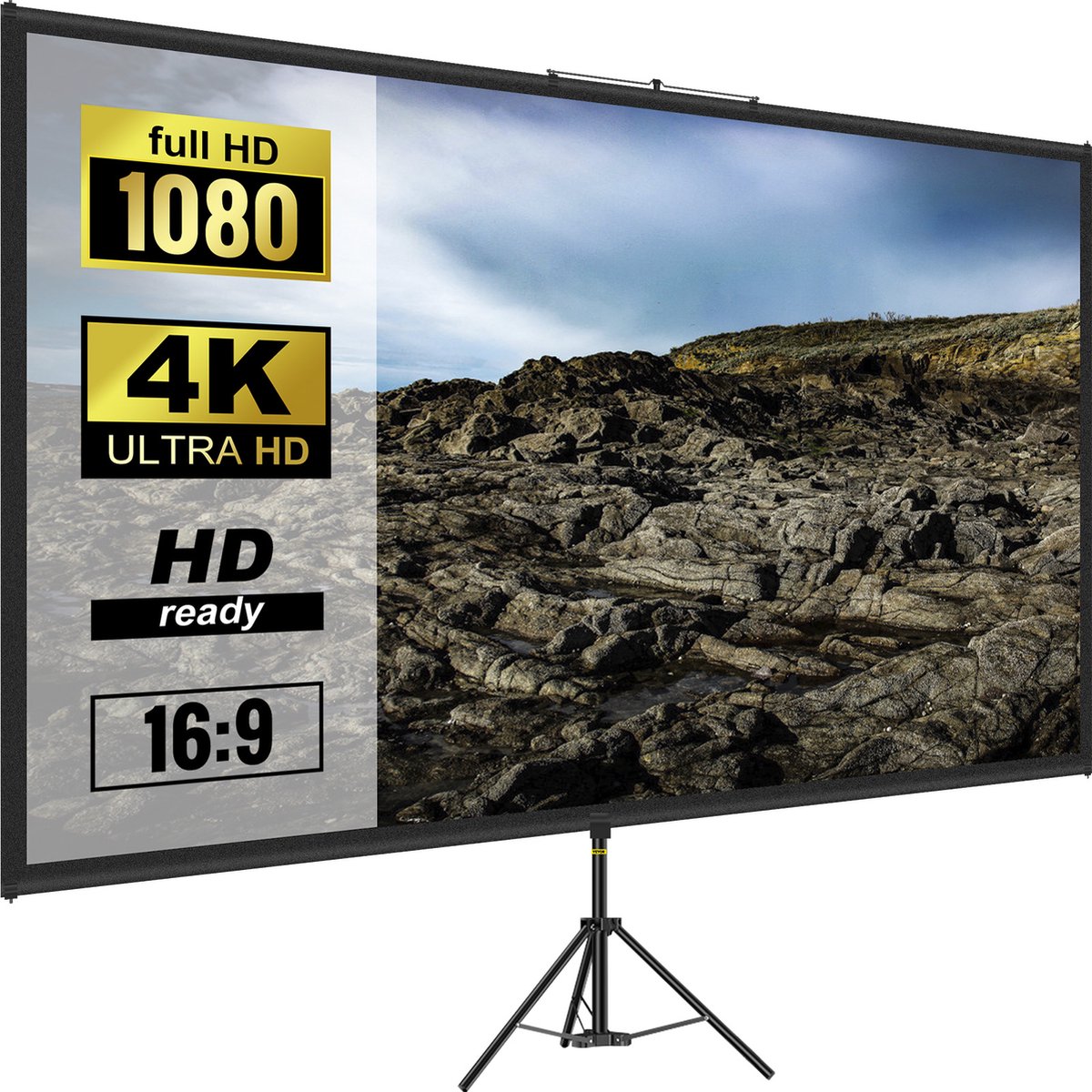VEVOR Projectiescherm 16:9 4K HD Projectorscherm 200-250 cm Instelbaar Projector Screen Gemaakt van Polyester en Aluminiumlegering voor Thuisbioscoop, Zakelijke Bijeenkomsten, Klassikale Training, enz