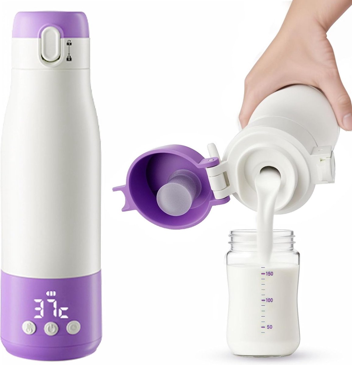 Goedkoopste Lexium Flessenwarmer Onderweg - Draagbare Flessenwarmer - Oplaadbaar - Flesverwarmer - Babyvoeding