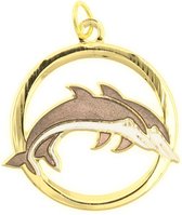 Behave® Hanger dolfijnen goud kleur bruin emaille 3 cm