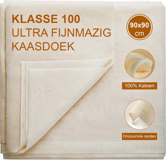 Une mousseline beige pliée, ultra-fine, 100% coton, 90x90cm.