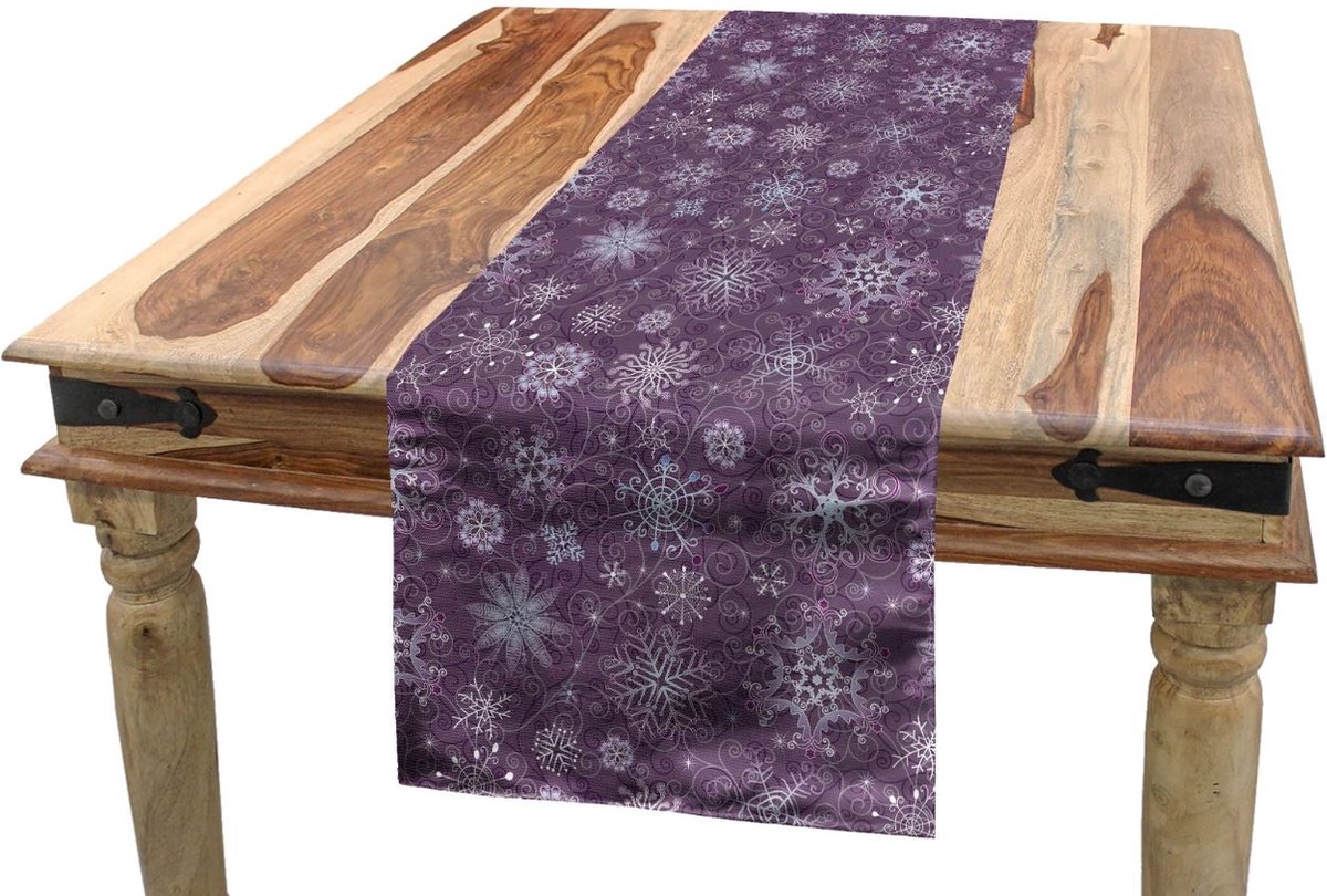 New Bed Sneeuwvlokken in Mauvekleur Accent Rechthoekige Tafellopers textiel, Tafelrunner, 40cm x 140cm
