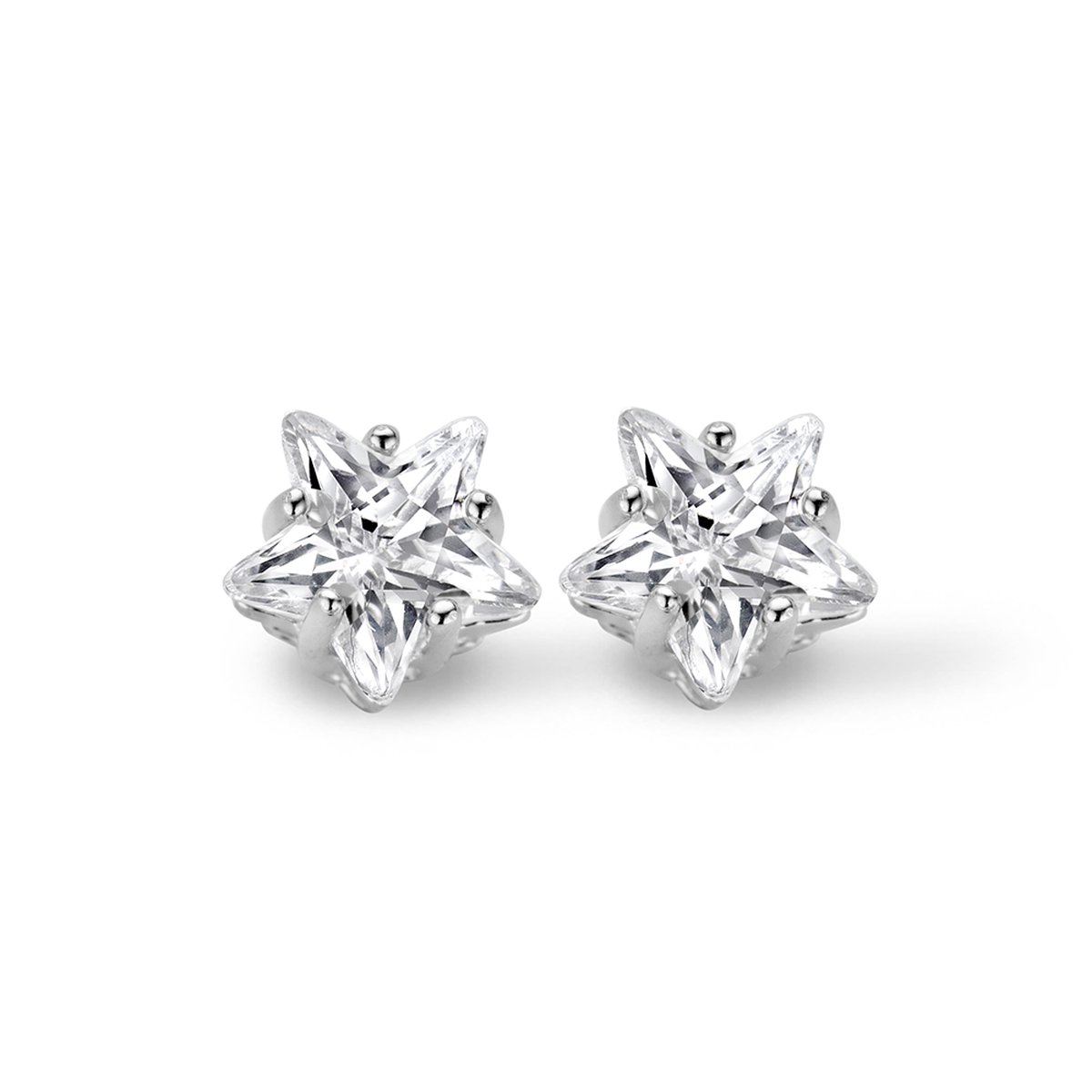 New Bling 9NB-0008 Zilveren oorstekers - zirkonia ster 8 mm - zilverkleurig