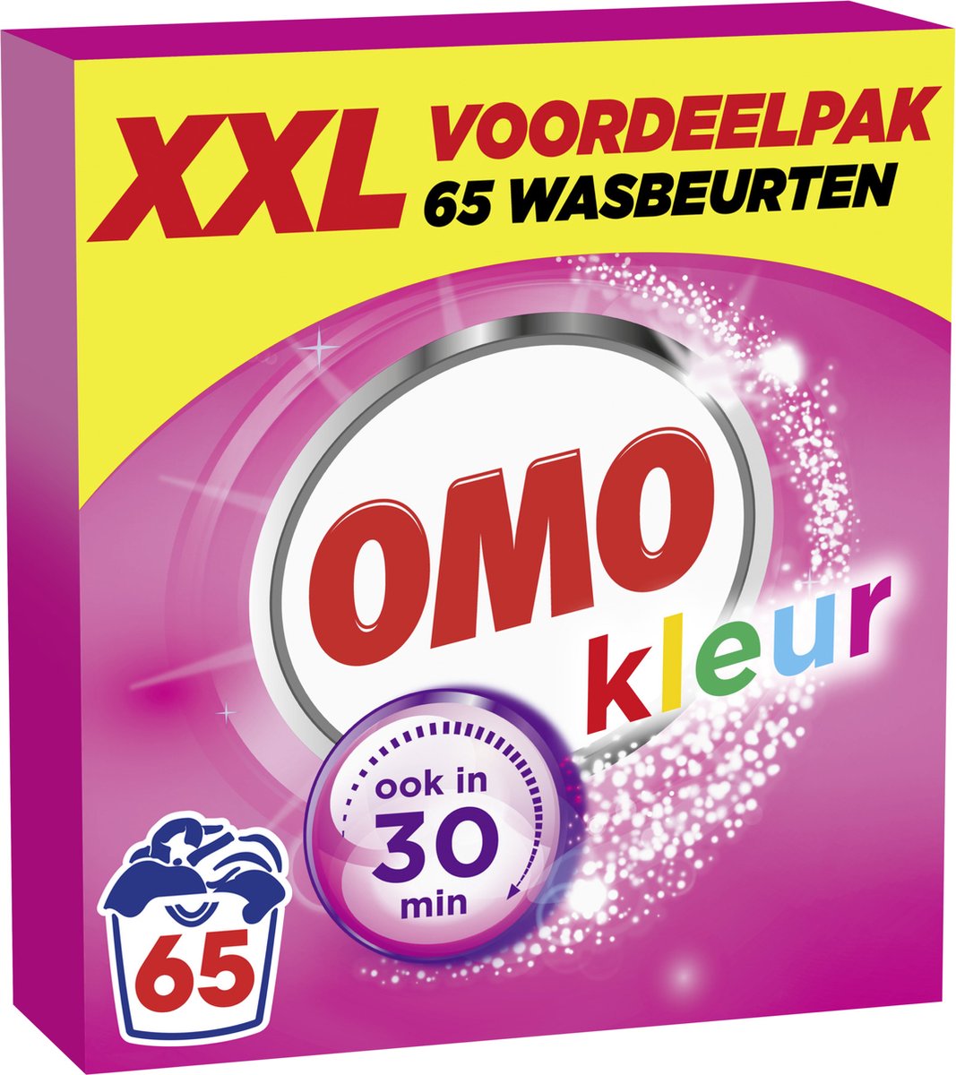 Goedkoopste Omo XXL Waspoeder - Kleur - Omo wast door en door hygiënisch schoon - 65 wasbeurten