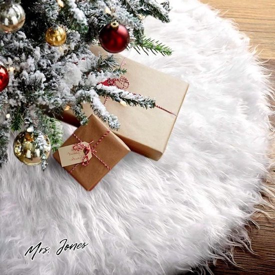 Kerstboomdeken, rok, kerstboomrok, wit, pluche, kerstboomdeken, kerstboomstandaard, tapijt voor Kerstmis, wooncultuur, kerstdecoraties, wit, B 78 cm