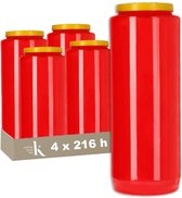 Kristen Noveenkaars 9 Dagen Rood – Kaarsen – 4 Stuks – Herdenkingslicht – Grafkaars – Brandduur 216 Uur – Voor Binnen en Buiten