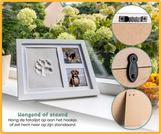 Brillibrum B-Ware Design Fotolijst met pootafdrukken, 10 x 15 cm, fotolijst, verzilverd, hondenpoten, mat, cadeau, kattentapsen (zonder gravure