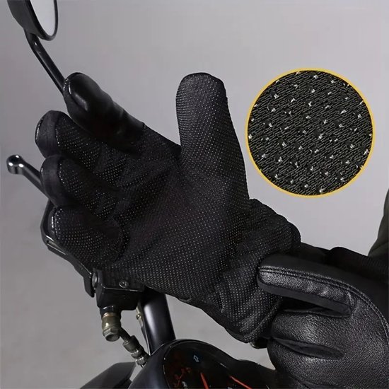 Gants de ski Nivard - Gants d'hiver - Gants pour hommes - Cuir PU - Coupe-vent - Imperméables - Zwart